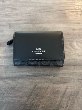 COACH Black Trifold Logo Accent Wallet